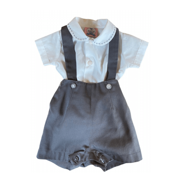 Baby Outfit, Bermuda shorts with suspenders and Shirt.